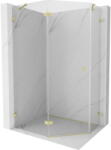 Mexen Lunar cabină de duș pentagonală cu ușă batantă stânga 90 x 80 cm, transparentă, auriu periat - 831-090L-080P-55-00-L (831-090L-080P-55-00-L)