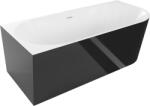 Mexen Mia cadă de baie liberă de colț stânga 160 x 80 cm, alb/negru, preaplin alb - 52691608075L-20 (52691608075L-20)