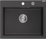 Mexen Elix chiuvetă de bucătărie din granit, 1 compartiment, 600 x 500 mm, negru cu pete, sifon crom - 6525601005-76 (6525601005-76) Chiuveta