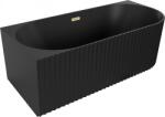 Mexen Gia cada de baie freestanding colțar stânga 150 x 75 cm, negru mat, preaplin auriu periat - 52701507571L-55 (52701507571L-55)