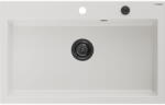 Mexen Elix chiuvetă de granit cu o singură cuvă 800 x 500 mm, albă, sifon negru - 6527801005-20-B (6527801005-20-B) Chiuveta