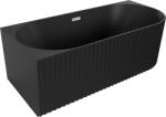 Mexen Gia cadă de baie independentă de colț riflată stânga 170 x 80 cm, negru mat, preaplin crom - 52701708071L-01 (52701708071L-01)