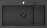 Mexen Omar chiuvetă de granit cu 1 compartiment 800 x 480 mm, negru cu pete, sifon negru - 6520801005-76-B (6520801005-76-B) Chiuveta