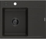 Mexen Ben chiuvetă de granit cu o singură cuvă și scurgător, stânga 600 x 500 mm, negru/auriu metalic, sifon negru (6522605000-75-B) Chiuveta