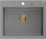 Mexen Elix chiuvetă de granit cu 1 cameră 600 x 500 mm, gri, sifon auriu - 6525601005-71-G (6525601005-71-G) Chiuveta