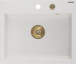 Mexen Oscar chiuvetă de granit cu 1 compartiment 580 x 490 mm, albă, sifon auriu - 6519581000-20-G (6519581000-20-G) Chiuveta