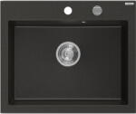 Mexen Elix chiuvetă de bucătărie din granit cu 1 compartiment 600 x 500 mm, negru/aur metalizat, sifon crom - 6525601005-75 (6525601005-75) Chiuveta