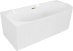Mexen Gia cadă de colț liberă riﬂată stânga 170 x 80 cm, alb lucios, preaplin auriu - 52701708000L-50 (52701708000L-50)