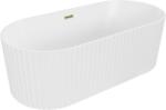 Mexen Paola cadă freestanding canelată 150 x 75 cm, alb mat, preaplin auriu - 52721507501-50 (52721507501-50)