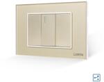 Luxion Intrerupator Simplu Cap Scara Mecanic 1M si 2 Taste False LUXION cu Rama din Sticla, Standard Italian, 3M - culoare auriu
