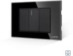 Luxion Intrerupator cu Revenire (Sonerie) Mecanic 1M si 2 Taste False LUXION cu Rama din Sticla, Standard Italian, 3M - culoare negru