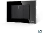 Luxion Intrerupator Simplu Cap Scara Mecanic 1M si 2 Taste False LUXION cu Rama din Sticla, Standard Italian, 3M - culoare negru