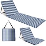 HomeandMode Nagyméretű összehajtható puha strandszőnyeg, háttámlával, 153 x 53 cm - kék-csíkos (FD8300940)
