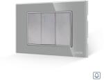 Luxion Intrerupator cu Revenire (Sonerie) Mecanic 1M si 2 Taste False LUXION cu Rama din Sticla, Standard Italian, 3M - culoare gri
