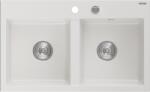 Mexen Hektor chiuvetă de bucătărie din granit cu 2 compartimente 800 x 480 mm, albă, sifon crom - 6521802000-20 (6521802000-20) Chiuveta