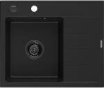 Mexen Ben chiuvetă de granit cu 1 cuvă cu scurgător, stânga 600 x 500 mm, negru, sifon negru - 6522605000-77-B (6522605000-77-B) Chiuveta