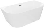 Mexen Oval Slim cadă de baie independentă, montată pe perete, 170 x 80 cm, albă, preaplin gun metal - 52661708000-95 (52661708000-95)