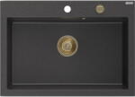 Mexen Elix chiuvetă de bucătărie din granit, cu 1 compartiment, 700 x 500 mm, negru pătat, sifon auriu - 6526701005-76-G (6526701005-76-G) Chiuveta