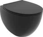 Mexen Egg Rimless WC-csésze lassan záródó slim duroplast ülőkével, fekete matt - 30245070 (30245070)
