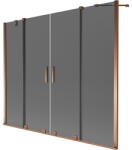 Mexen Velar Duo 2-szárnyú fürdőkád paraván, tolóajtós, 180 x 150 cm, grafit, rózsaarany - 896-180-000-42-60 (896-180-000-42-60)