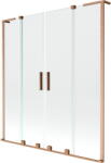 Mexen Velar L Duo 2-paneles, eltolható fürdőkádparaván 160 x 150 cm, átlátszó, kefe hatású réz - 896-160-003-02-65 (896-160-003-02-65)