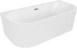 Mexen Sella szabadon álló, fal melletti, bordázott kád 150 x 75 cm, matt fehér, rozéarany túlfolyó - 52711507501-60 (52711507501-60)