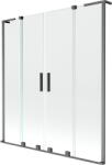 Mexen Velar L Duo kétszárnyú, toló fürdőkád paraván 140 x 150 cm, átlátszó, fegyver szürke kefélt - 896-140-003-02-66 (896-140-003-02-66)