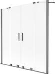 Mexen Velar Duo kétszárnyú tolható fürdőkádparaván 150 x 150 cm, deres, csiszolt fegyverszürke - 896-150-000-32-66 (896-150-000-32-66)