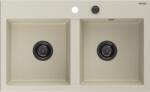 Mexen Hektor 2 rekeszes gránit mosogató 800 x 480 mm, bézs, fekete szifon - 6521802000-69-B (6521802000-69-B)