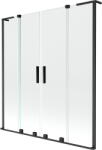 Mexen Velar L Duo 2-szárnyú, eltolható kádparaván 140 x 150 cm, átlátszó, fekete - 896-140-003-02-70 (896-140-003-02-70)