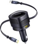 Baseus Enjoyment Max încărcător auto cu cabluri USB-C+Lightning și porturi USB-A+USB-C 90W Negru (074729)
