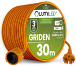 Lumiled Kerti hosszabbító kábel építési szimpla 1 aljzat 30m narancssárga zsinór GRIDEN Lumiled (LUMPRZEK0130)