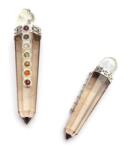  Bagheta Cuart Fumuriu Natural - 7 Chakre - Sfera Cuart Alb - 9-10 x 2 x 2 cm - 1 Buc