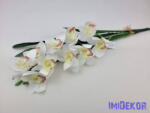  Gumis mű cymbidium orchidea levéllel 54cm - Fehér