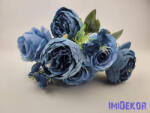  Rózsa-peónia 9 ágú selyemvirág csokor 46cm - Kék