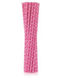  Rózsaszín Pink Dots papír szívószál 12 db-os (MLG124156)