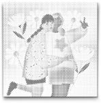  PontPöttyöző - Illusztráció - Legjobb barátnők Méret: 50x50cm, Keretezés: Kerek keret, Szín: Piros