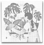  PontPöttyöző - Illusztráció - Szobanövények 3 Méret: 30x30cm, Keretezés: Kartonlemezen, Szín: Kék
