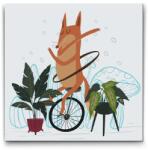  Festés számok szerint - Illusztráció - Róka egykerekűn Méret: 50x50cm, Keretezés: Keret nélkül (csak a vászon)