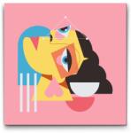  Festés számok szerint - Illusztráció - Kubista nő Méret: 50x50cm, Keretezés: Keret nélkül (csak a vászon)