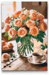  Festés számok szerint - Rózsák csokor vázában Méret: 40x60cm, Keretezés: Kartonlemezen