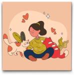  Festés számok szerint - Illusztráció - Szeretet a macskák iránt Méret: 30x30cm, Keretezés: Keret nélkül (csak a vászon)