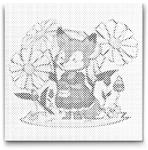  PontPöttyöző - Illusztráció - Róka táskával Méret: 50x50cm, Keretezés: Keret nélkül (csak a vászon), Szín: Piros