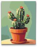  Festés számok szerint - Kaktusz cserépben Méret: 30x40cm, Keretezés: Keret nélkül (csak a vászon)