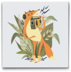  Festés számok szerint - Illusztráció - Róka rádióval Méret: 50x50cm, Keretezés: Kerek keret