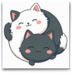  Gyémántszemes kirakó - Jin Jang Cicák Méret: 50x50cm, Keretezés: Műanyagtáblával, Gyémántok: Kerek