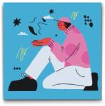  Festés számok szerint - Illusztráció - Férfi Méret: 50x50cm, Keretezés: Keret nélkül (csak a vászon)