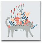  Festés számok szerint - Illusztráció - Szürke macska Méret: 30x30cm, Keretezés: Keret nélkül (csak a vászon)