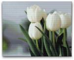  Gyémántszemes kirakó - Fehér tulipánok Méret: 40x50cm, Keretezés: Kartonlemezen, Gyémántok: Négyzet alakú