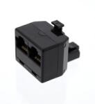Well Adaptor 1x RJ45(8P8C) tata - 2x RJ45(8P8C) mama, negru Well (TEL-0007-8/8BK-WL)